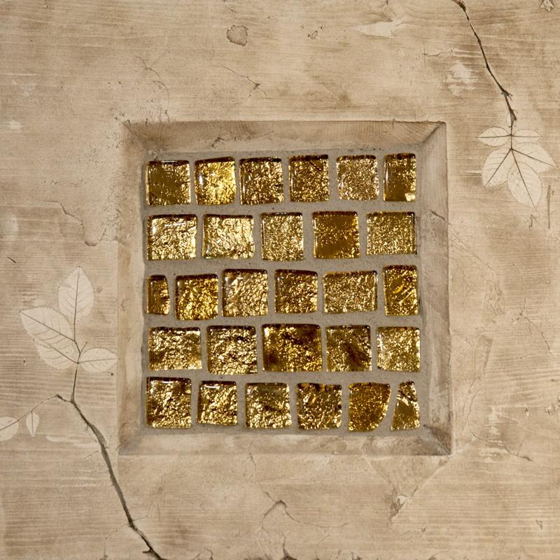 Wandbild, Keramik, Glas, Gold